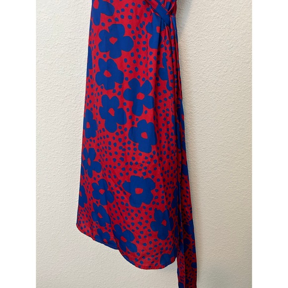 ModCloth Timeless Magnetism A-Line Dress Size Medium Red Blue Floral Knee Length - Picture 10 of 16